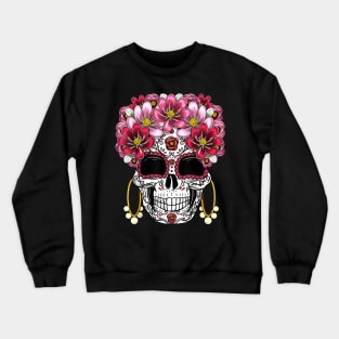 Floral Sugar Skull Halloween Crewneck Sweatshirt